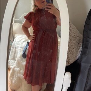 torrid Rust Red Flutter Sleeve Midi Dress